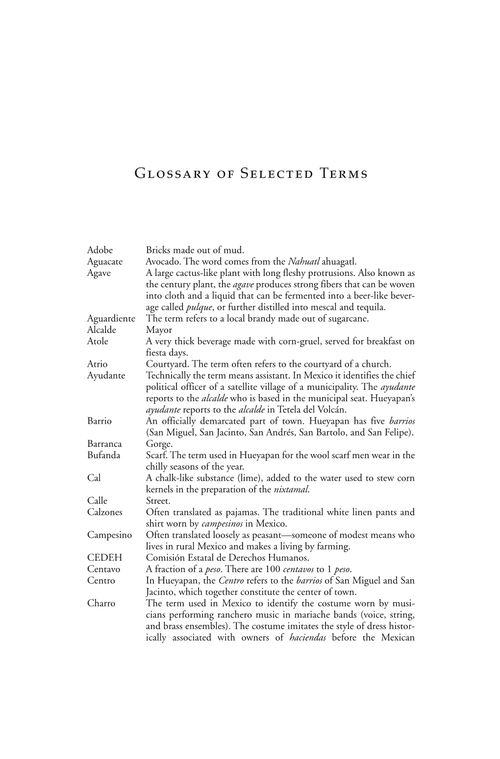 Glossary of Selected Terms