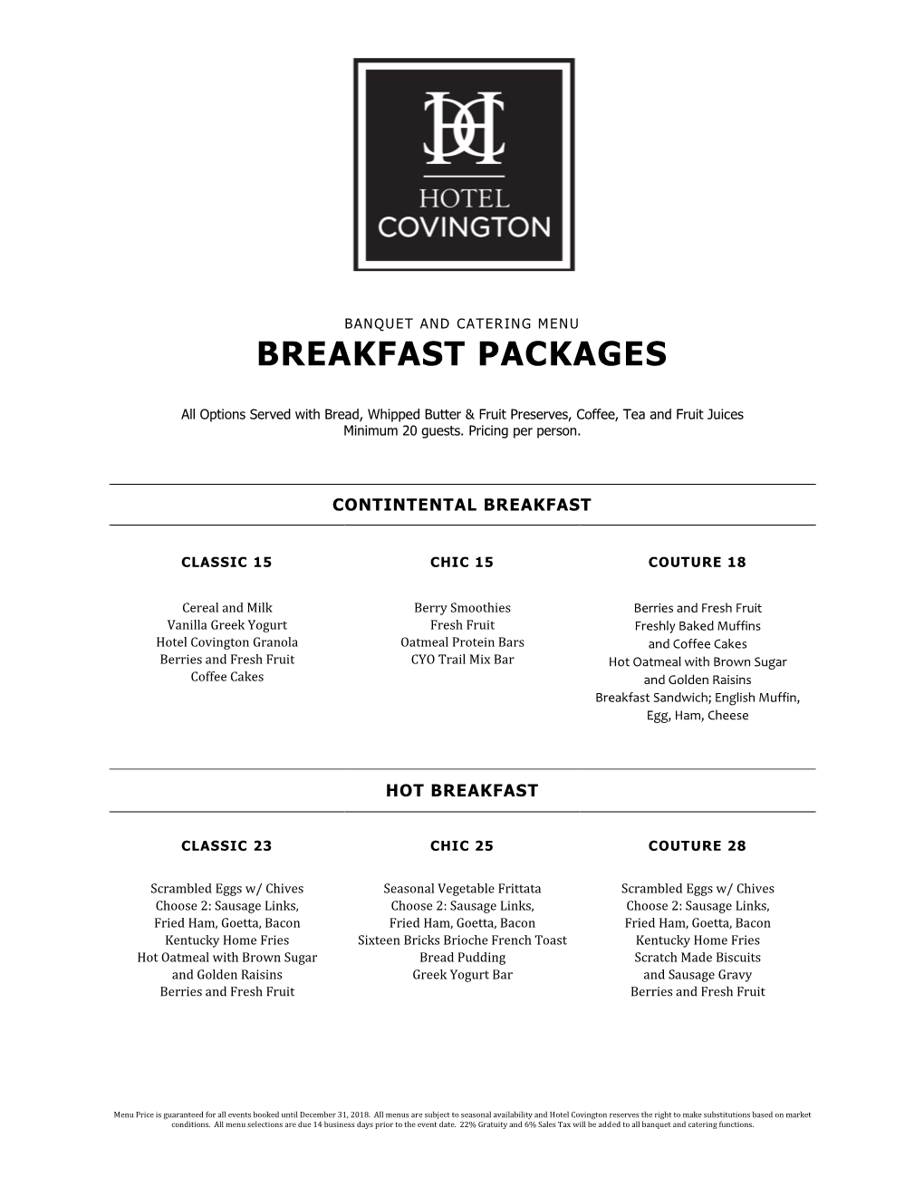 Breakfast Packages