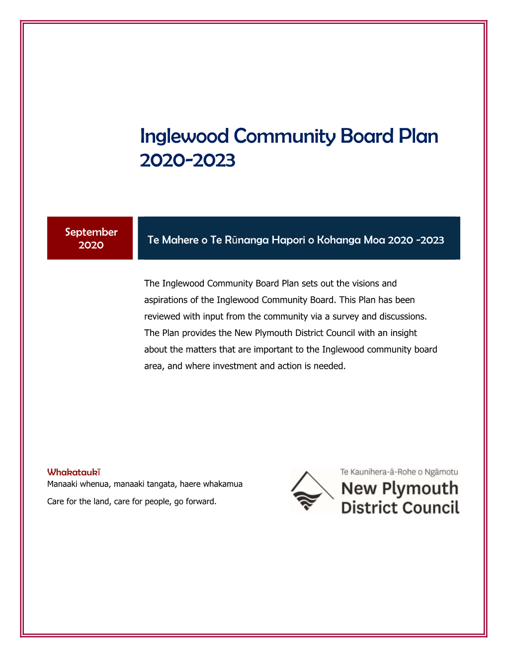 Inglewood Community Board Plan 2020-2023