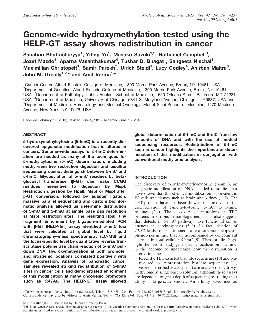 Genome-Wide Hydroxymethylation Tested Using the HELP-GT Assay