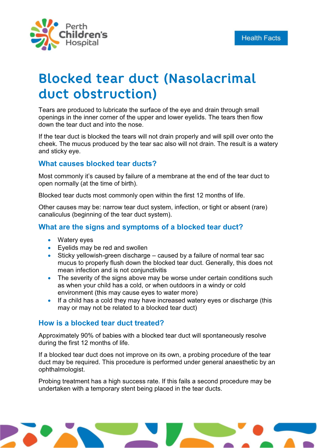 Blocked Tear Duct (Nasolacrimal Duct Obstruction)