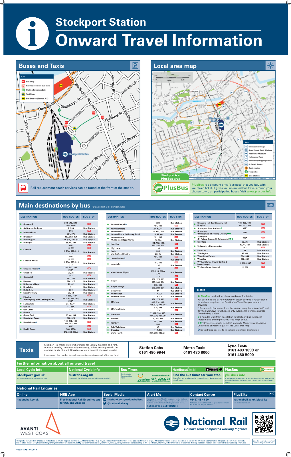 Stockport Station I Onward Travel Information Buses and Taxis Local Area Map