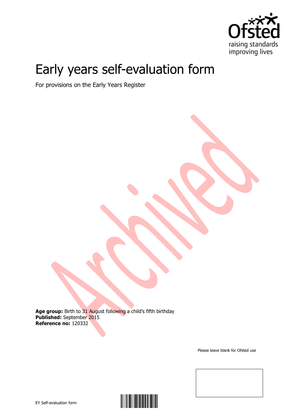 Early Years Self Evaluation Form s2