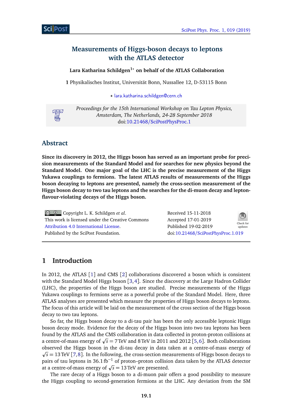 Measurements of Higgs-Boson Decays to Leptons with the ATLAS Detector