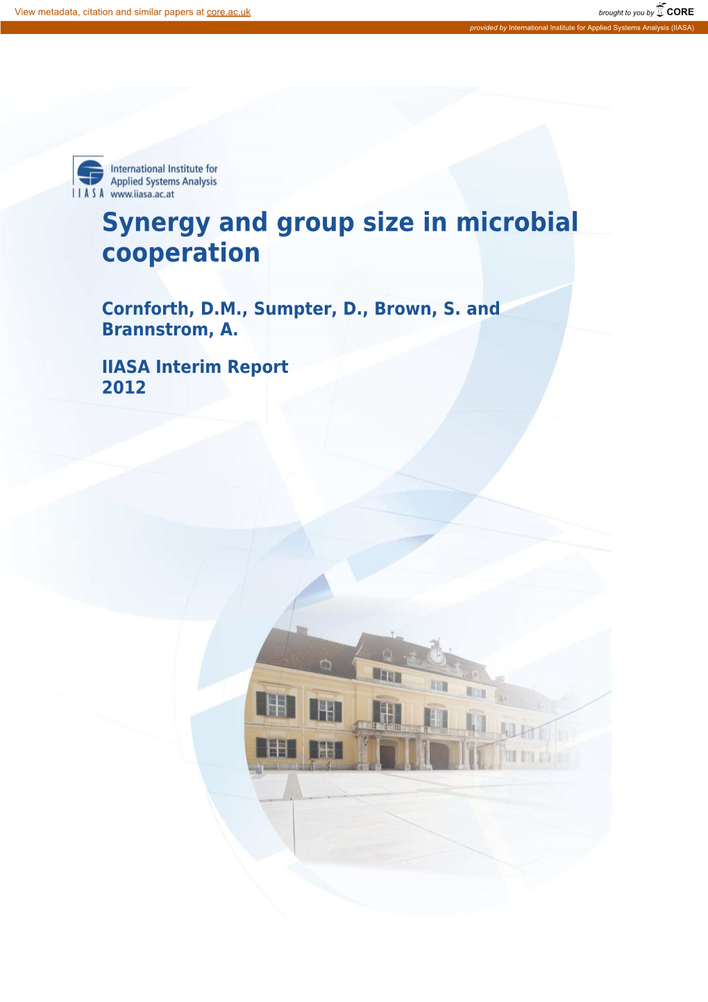 Synergy and Group Size in Microbial Cooperation