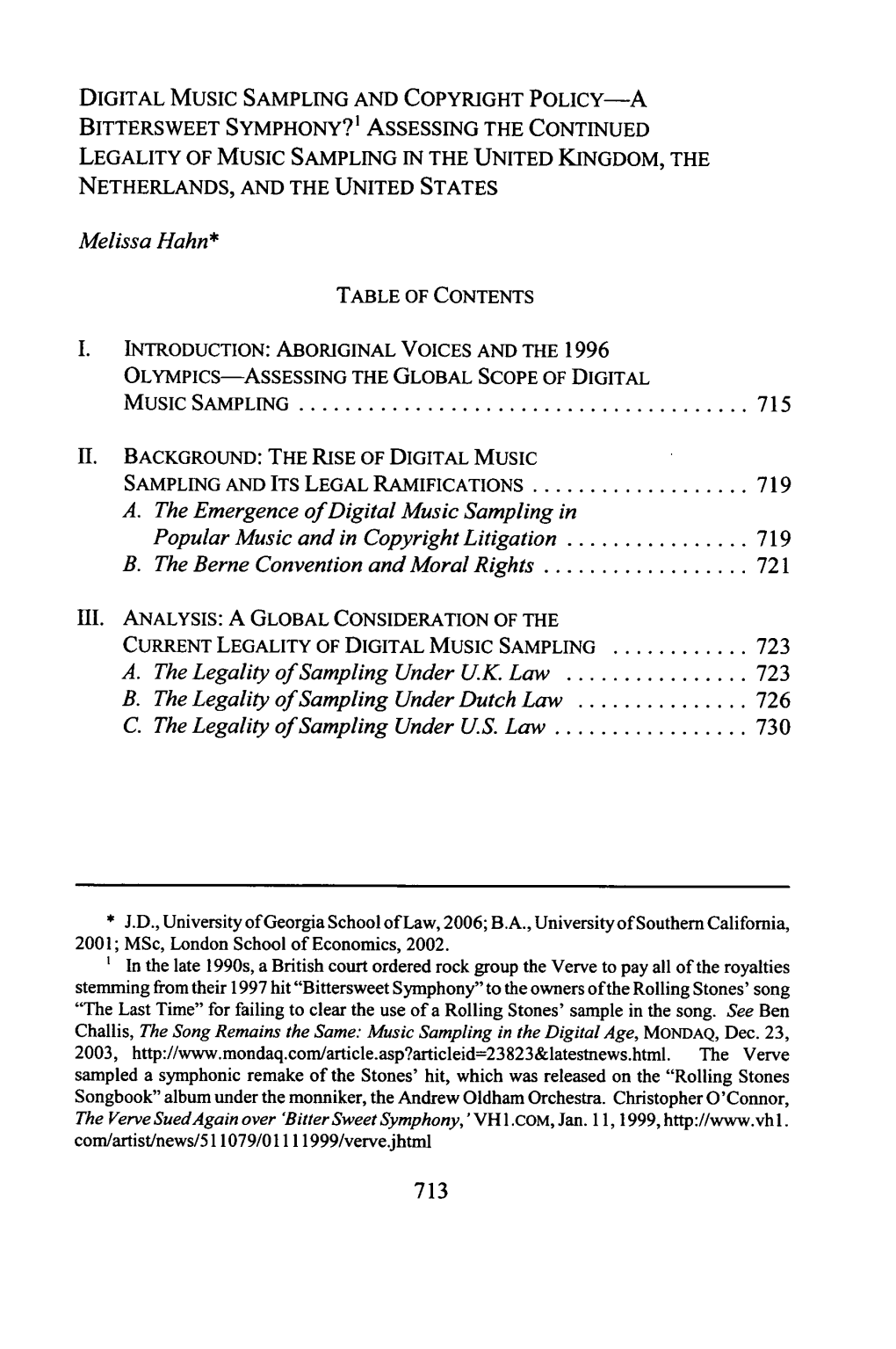 Digital Music Sampling and Copyright