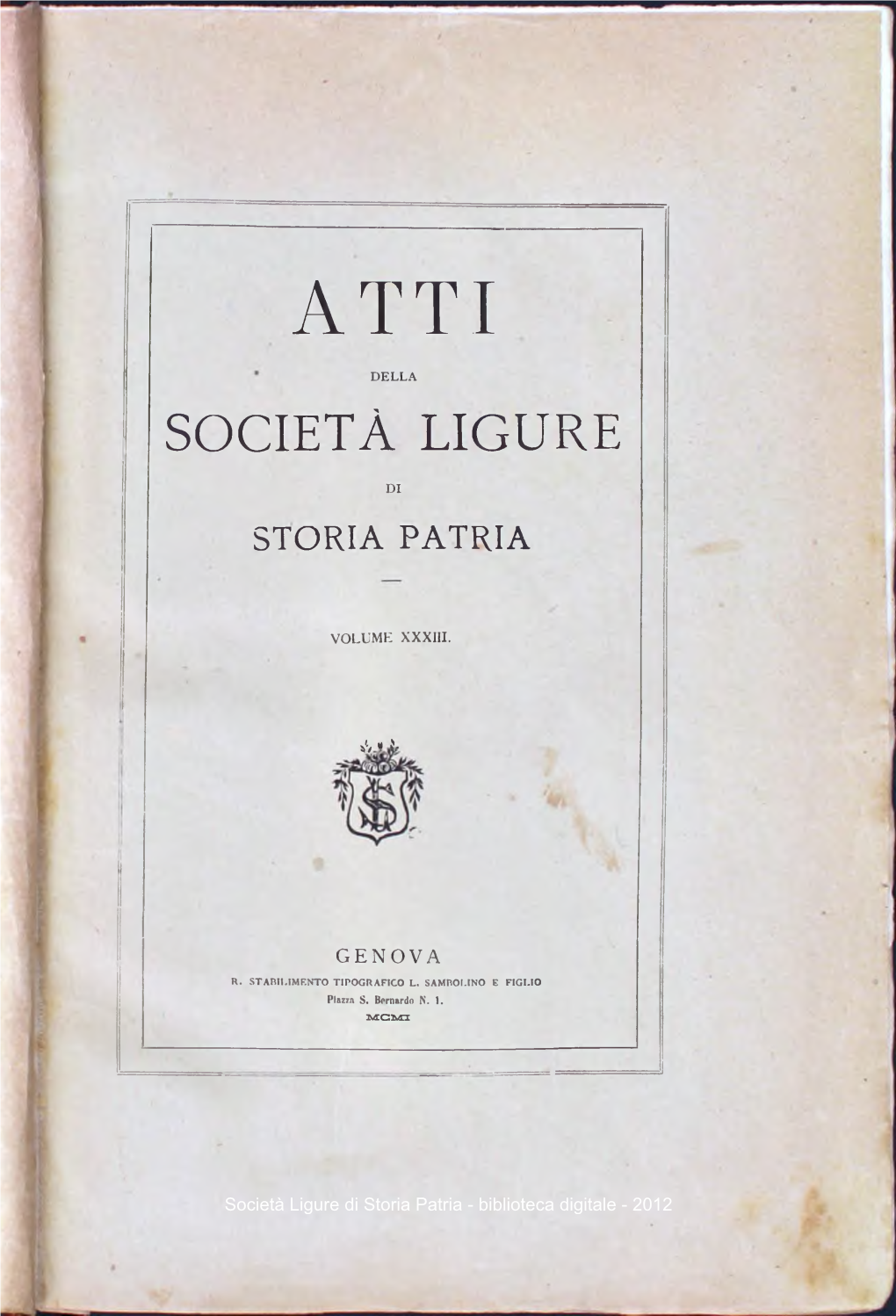 Società Ligure Di Storia Patria