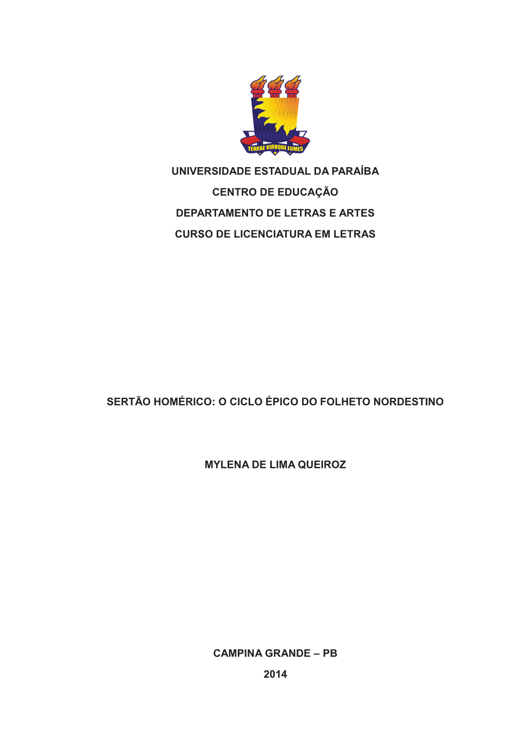 Universidade Estadual Da Paraíba Centro De Educação Departamento De Letras E Artes Curso De Licenciatura Em Letras