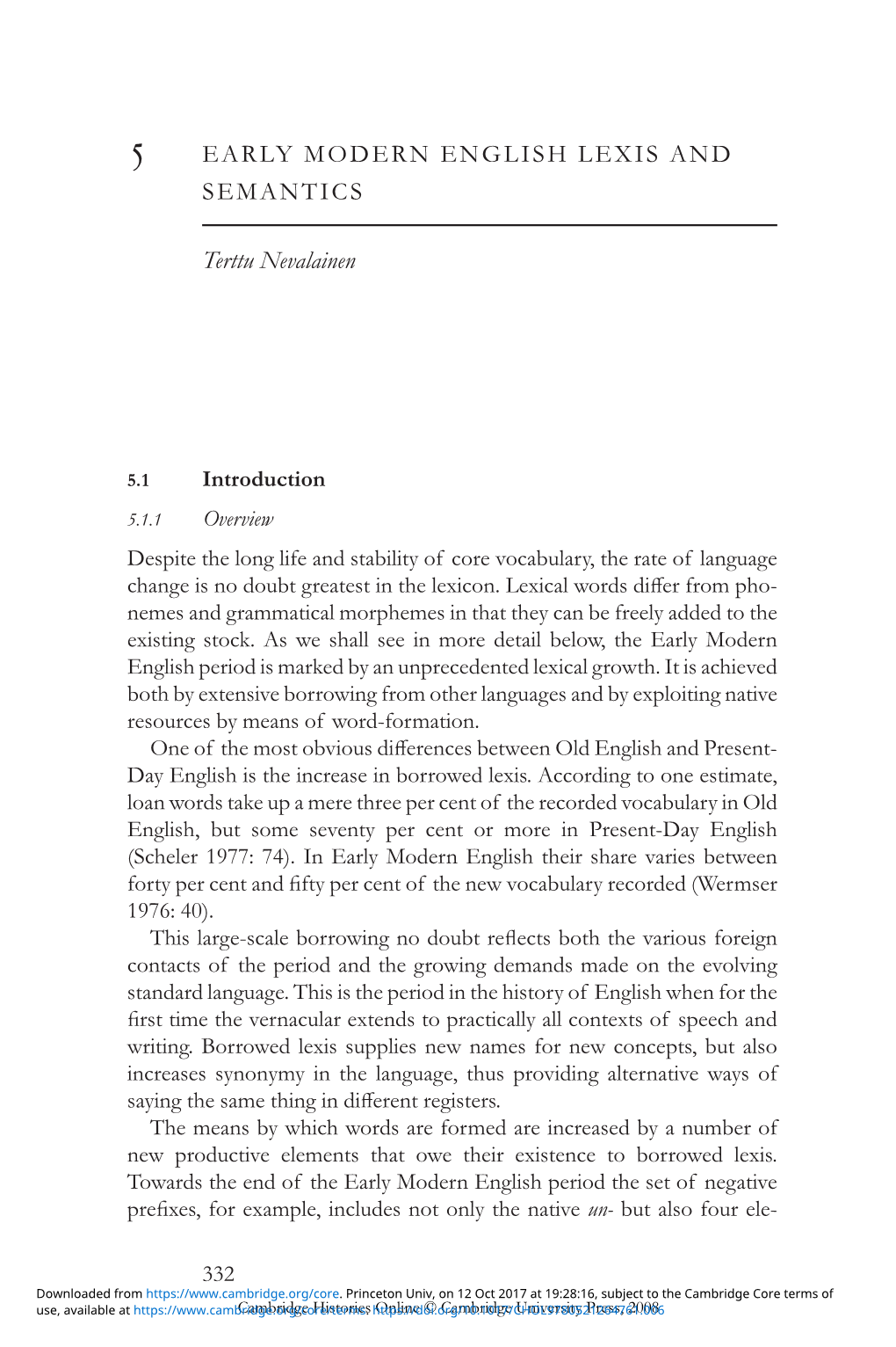 Early Modern English Lexis and Semantics