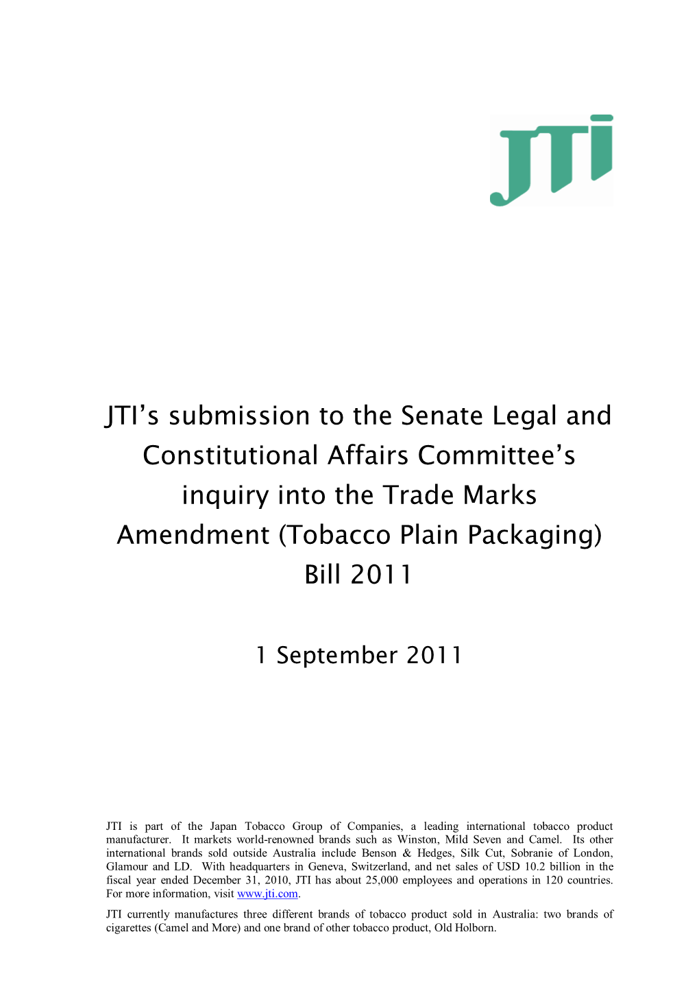 Jtiʼs Submission to the Senate Legal And