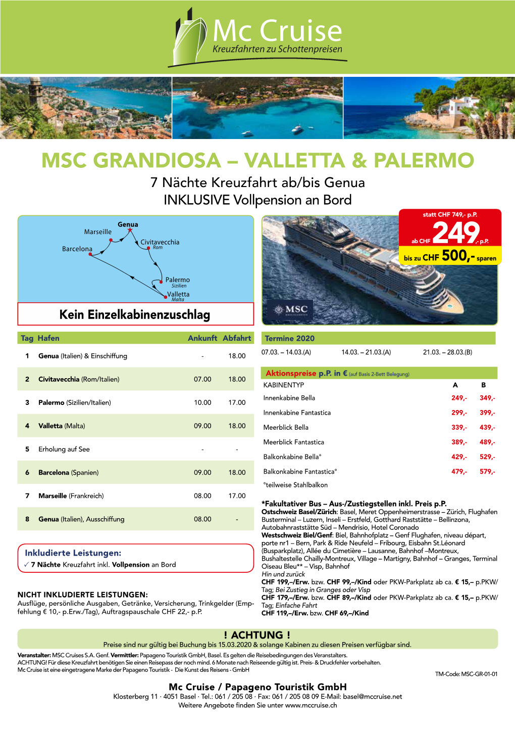 MSC Grandiosa – Valletta & Palermo
