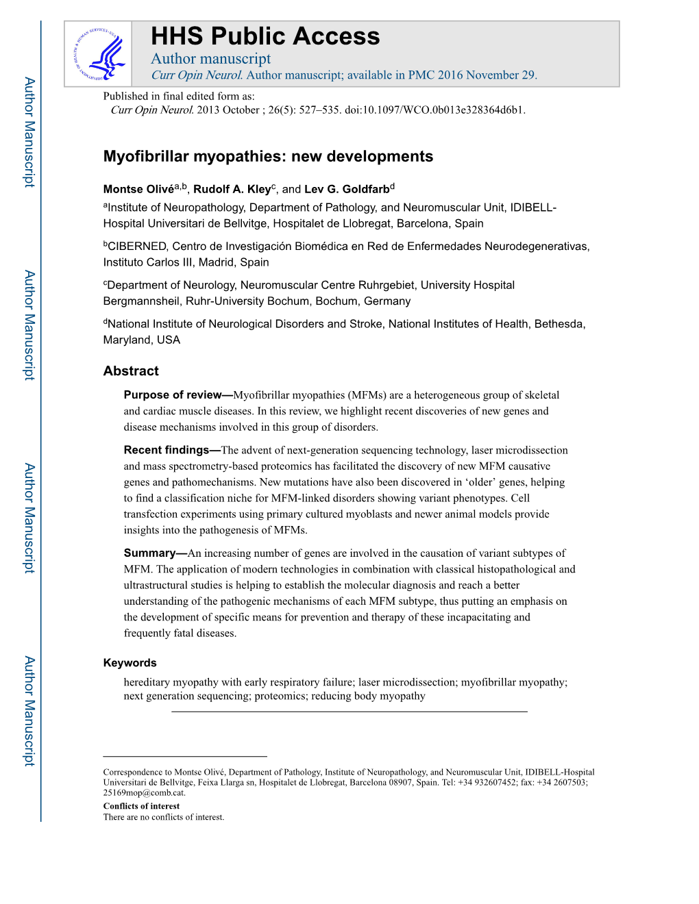 Myofibrillar Myopathies: New Developments