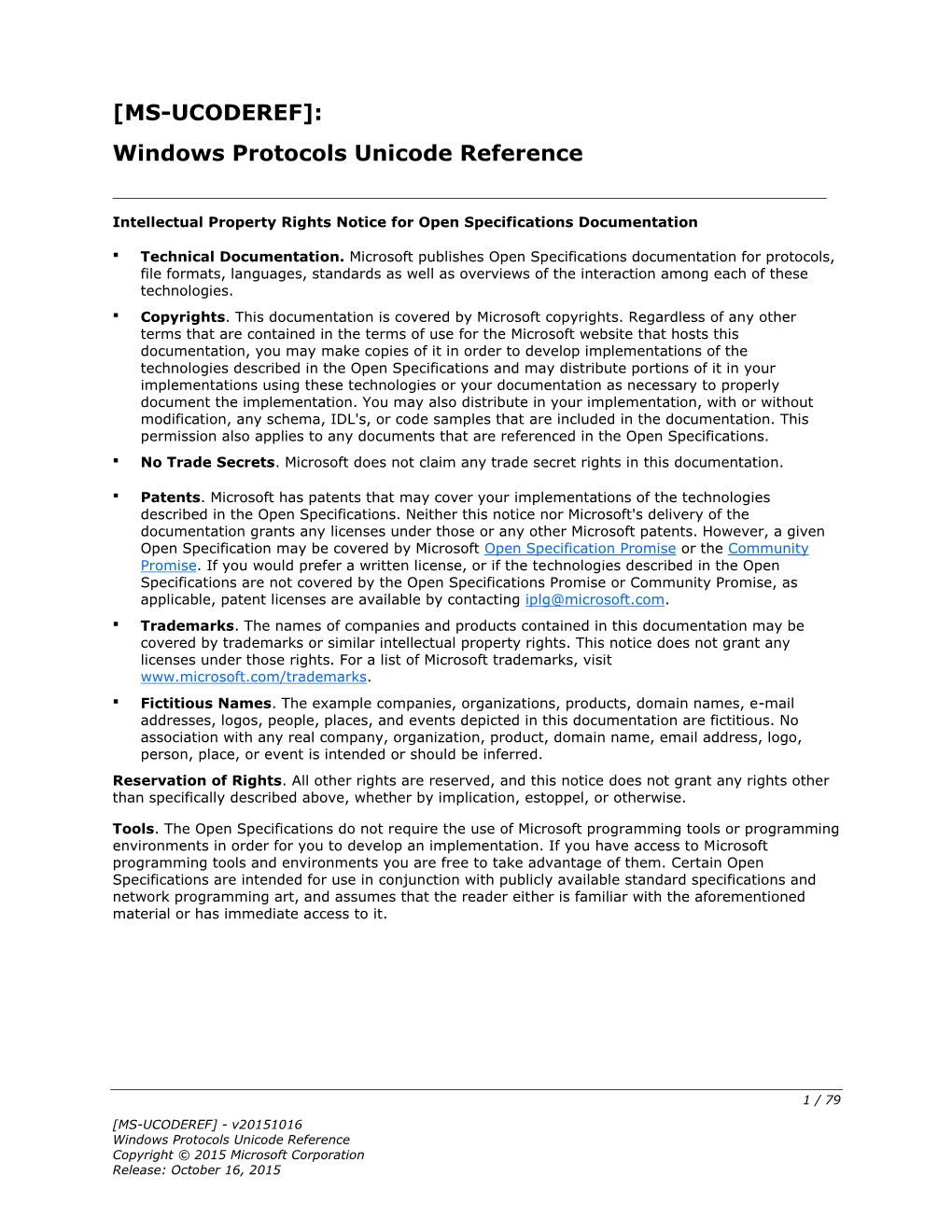 [MS-UCODEREF]: Windows Protocols Unicode Reference