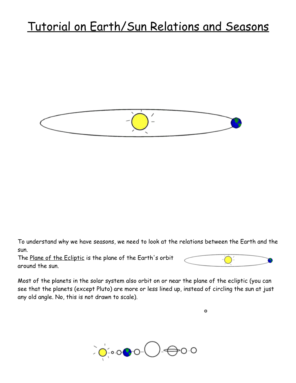 Tutorial On Earth/Sun Relations And Seasons