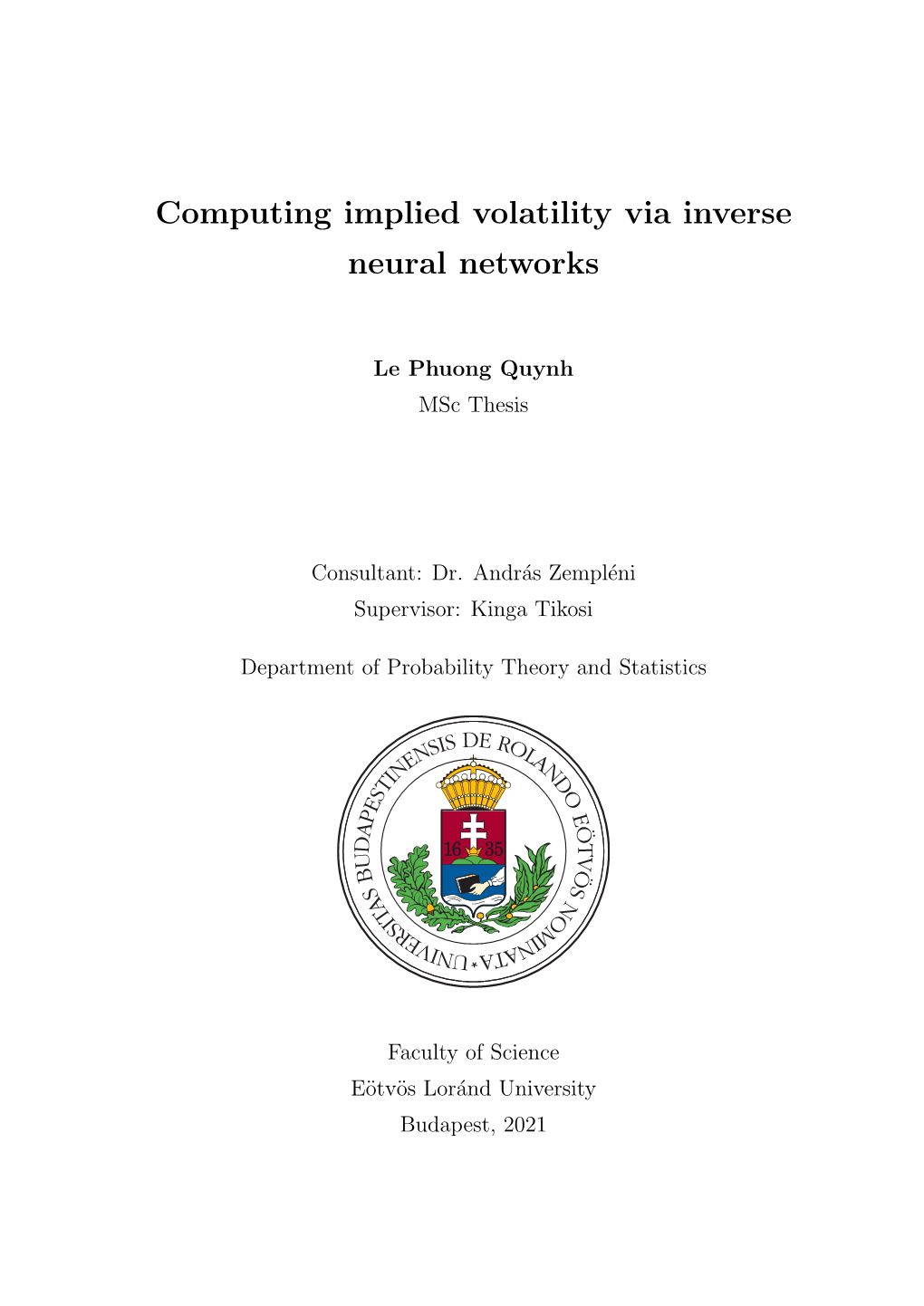 Computing Implied Volatility Via Inverse Neural Networks