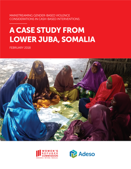 Somalia February 2018 Mainstreaming Gender-Based Violence Considerations in Cash-Based Interventions: a Case Study from Lower Juba, Somalia