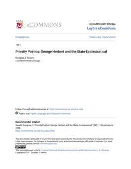Priestly Poetics: George Herbert and the State-Ecclesiastical