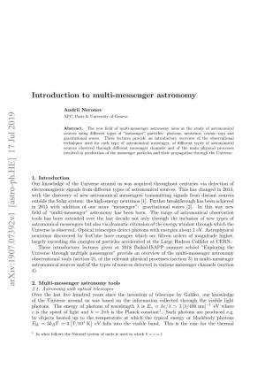 Introduction to Multi-Messenger Astronomy