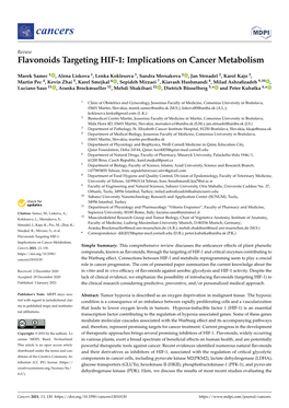 Flavonoids Targeting HIF-1: Implications on Cancer Metabolism