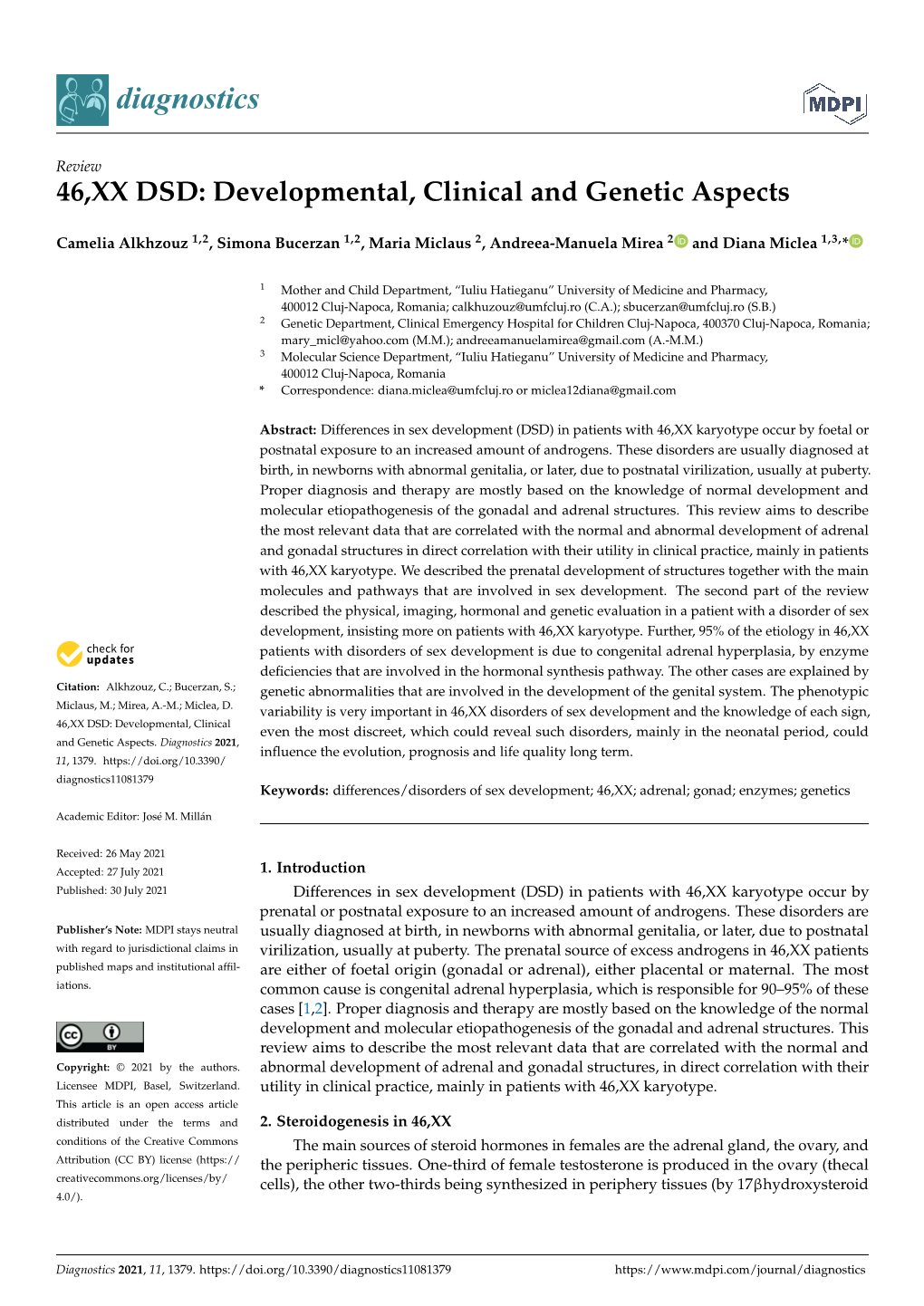 46,XX DSD: Developmental, Clinical and Genetic Aspects