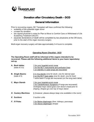 Donation After Circulatory Death – DCD General Information