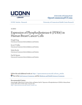 In Human Breast Cancer Cells Hongli Dong University of Connecticut School of Medicine and Dentistry