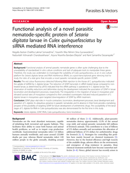 Functional Analysis of a Novel Parasitic Nematode-Specific Protein