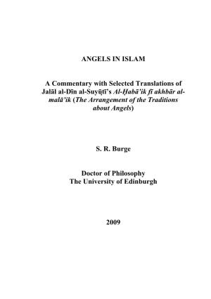 ANGELS in ISLAM a Commentary with Selected Translations of Jalāl
