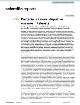 Pactacin Is a Novel Digestive Enzyme in Teleosts