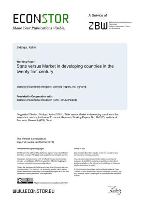 State Versus Market in Developing Countries in the Twenty First Century