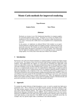 Monte Carlo Methods for Improved Rendering
