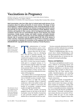 Vaccinations in Pregnancy DENISE K