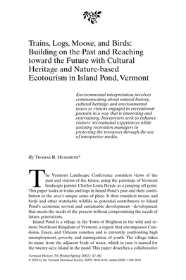 Trains, Logs, Moose, and Birds: Building on the Past and Reaching Toward the Future with Cultural Heritage and Nature-Based Ecotourism in Island Pond, Vermont