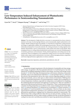 Low-Temperature Induced Enhancement of Photoelectric Performance in Semiconducting Nanomaterials