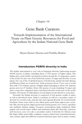 Gene Bank Curators Towards Implementation of the International Treaty on Plant Genetic Resources for Food and Agriculture by the Indian National Gene Bank