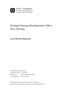 Pumped Storage Development in Øvre Otra, Norway