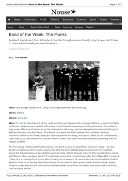 Band of the Week: the Monks | Nouse