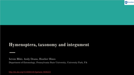 Hymenoptera, Taxonomy and Integument