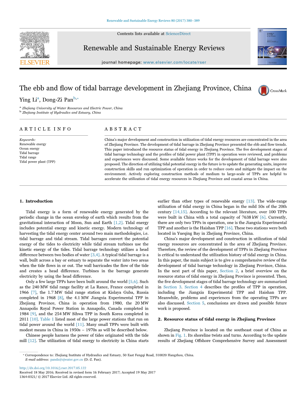 The Ebb and Flow of Tidal Barrage Development in Zhejiang Province