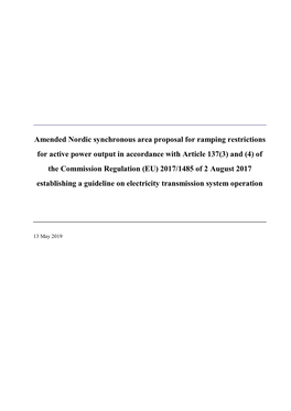 Nordic Synchronous Area Proposal for Ramping