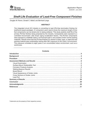 Shelf-Life Evaluation of Lead-Free Component Finishes