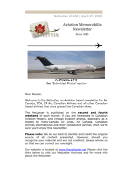 Netletter #1436 | April 27, 2020 C- FTLM Fin # 712 See 'Submitted