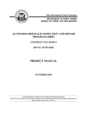 As-Needed Sidewalk Inspection and Repair Program (SIRP) Project Manual