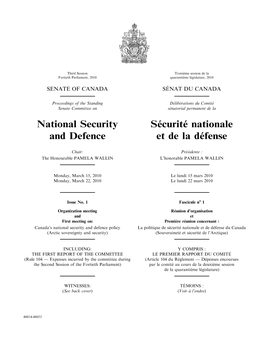 National Security and Defence Sécurité Nationale Et De La Défense