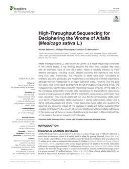 High-Throughput Sequencing for Deciphering the Virome of Alfalfa (Medicago Sativa L.)