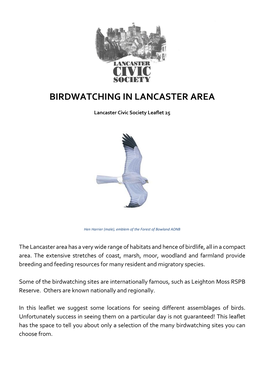 Birdwatching in Lancaster Area