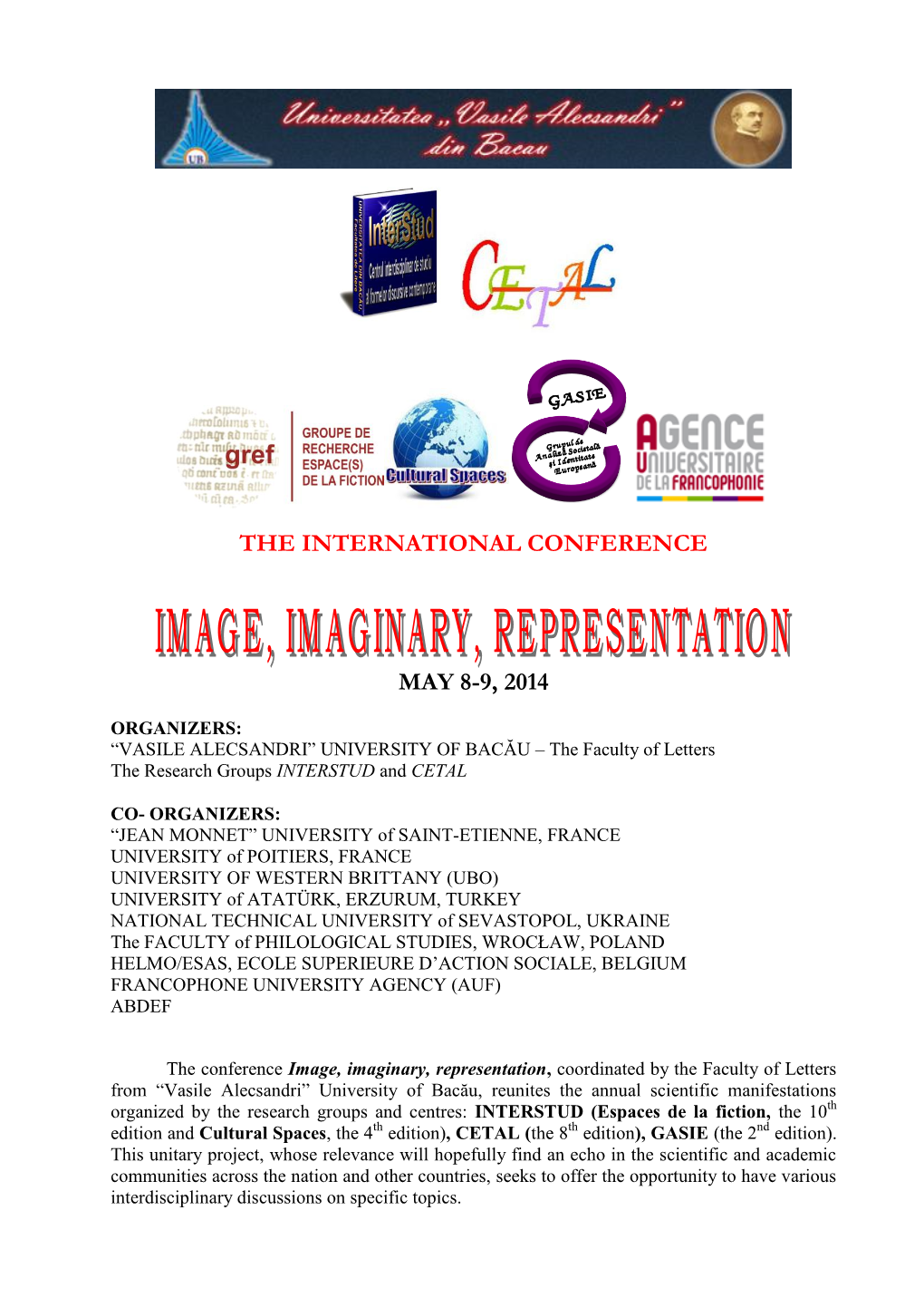 The International Conference May 8-9, 2014