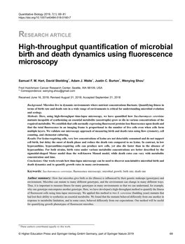 High-Throughput Quantification of Microbial Birth and Death Dynamics Using Fluorescence Microscopy