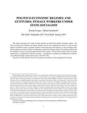 Politico-Economic Regimes and Attitudes: Female Workers Under State-Socialism∗