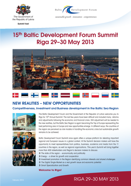 15Th Baltic Development Forum Summit Riga 29–30 May 2013 Photo: Aleksandrs Kendenkovs Aleksandrs Photo